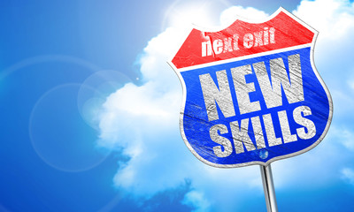 new skills, 3D rendering, blue street sign