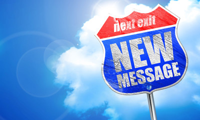 new message, 3D rendering, blue street sign