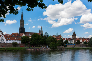 Danube River and Ulmer Münster Cathedral on Ulm Daytime Landscape