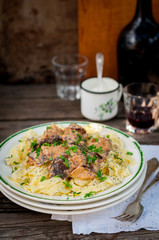 Pasta with Beef Meatballs and Wild Mushrooms