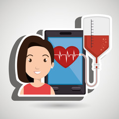 woman young bood smartphone