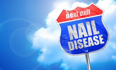 nail disease, 3D rendering, blue street sign