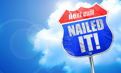 nailed it!, 3D rendering, blue street sign