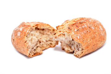 Ripped bread isolated on white
