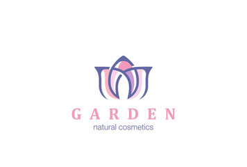 Flower Logo design vector Linear Cosmetics SPA Fashion icon