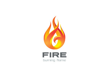 Fire Flame Logo design vector Burning fireball Logotype icon