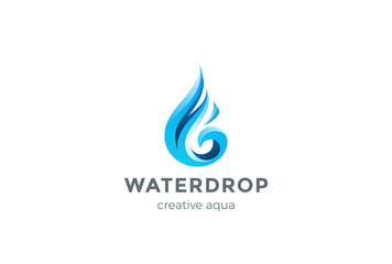 Water drop Logo design vector Aqua Ice droplet Logotype icon