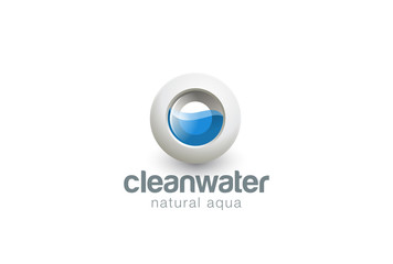 Water Logo 3D Circle vector. Laboratory technology web icon