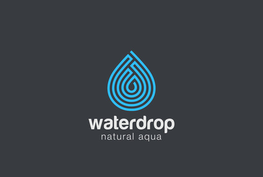 Water drop Logo design vector Linear. Droplet of aqua oil icon