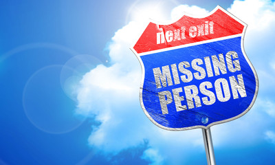 missing person, 3D rendering, blue street sign
