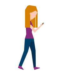 woman female young using smartphone icon