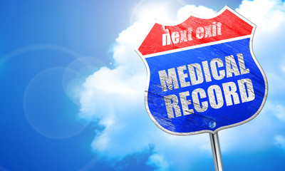 medical record, 3D rendering, blue street sign