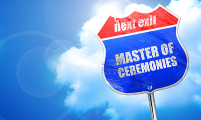 master of ceremonies, 3D rendering, blue street sign