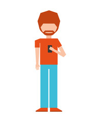man male young using smartphone icon