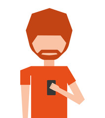 man male young using smartphone icon