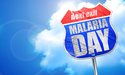 malaria day, 3D rendering, blue street sign
