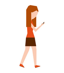 woman female young using smartphone icon