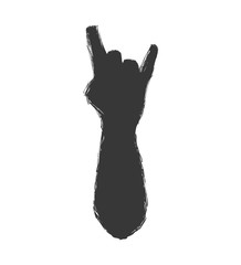 Rock music concept represented by hand gesture icon. Isolated and flat illustration