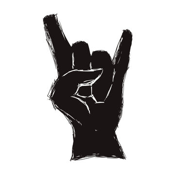 Rock music concept represented by hand gesture icon. Isolated and flat illustration