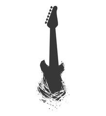 Rock music concept represented by electric guitar icon. Isolated and flat illustration