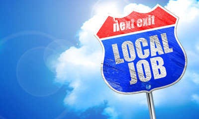 local job, 3D rendering, blue street sign