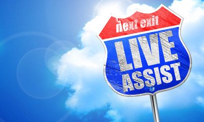 live assist, 3D rendering, blue street sign