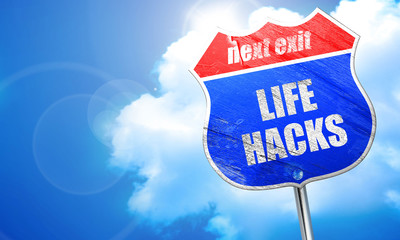 life hacks, 3D rendering, blue street sign