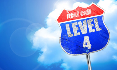 level 4, 3D rendering, blue street sign