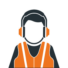 flat design industrial worker icon vector illustration