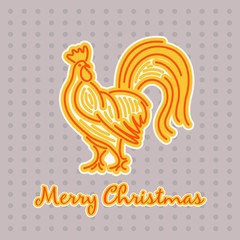 Christmas golden rooster on the background in the design of the