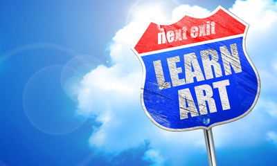 learn art, 3D rendering, blue street sign