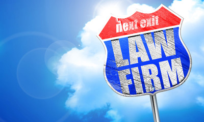 law firm, 3D rendering, blue street sign