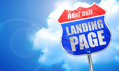 landing page, 3D rendering, blue street sign