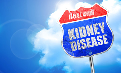 kidney disease, 3D rendering, blue street sign