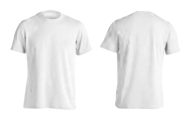 Vector illustration of white men T-shirt isolated on a light background