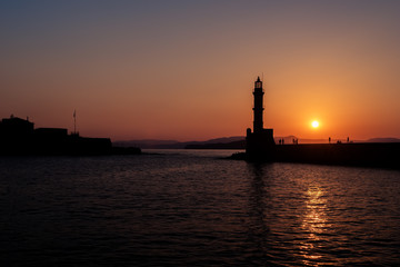Chania, Crete, Greece: lighthouse in Venetian harbor
