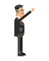 flat design businessman pointing up icon vector illustration