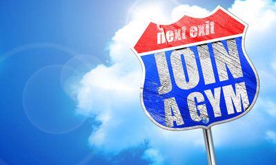 join a gym, 3D rendering, blue street sign