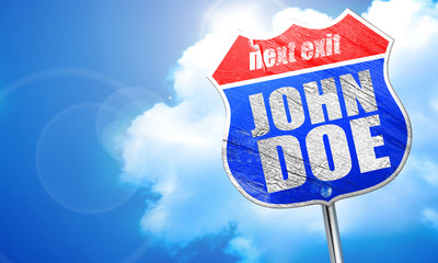 John doe, 3D rendering, blue street sign