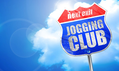 jogging club, 3D rendering, blue street sign