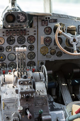 view into cockpit of an old crashed plane