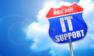 it support, 3D rendering, blue street sign