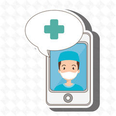 nurse crooss smartphone graphic vector illustration eps 10