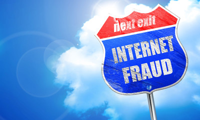 Internet fraud background, 3D rendering, blue street sign