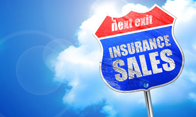 insurance sales, 3D rendering, blue street sign
