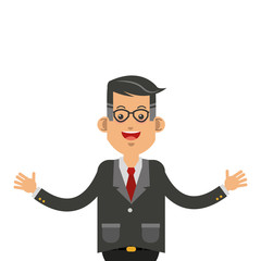 flat design businessman with open arms icon vector illustration