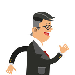 flat design businessman running icon vector illustration