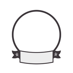 Label and advertising concept represented by seal stamp with ribbon icon. Isolated and flat illustration