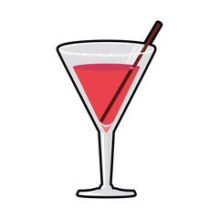 Drink and alcohol concept represented by cocktail glass with drinking straw icon. Isolated and flat illustration