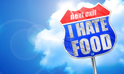 i hate food, 3D rendering, blue street sign